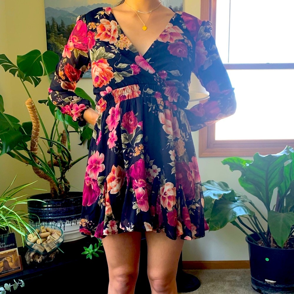 Winter wedding guest dress, floral